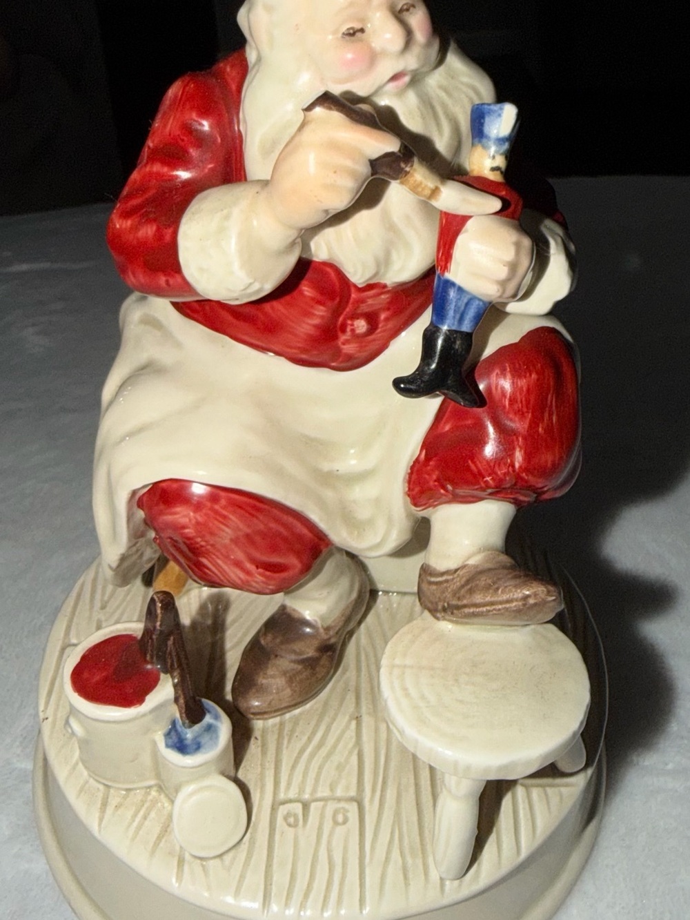 Hand-Painted Ceramic Santa Figurine in Red and Cream